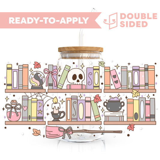 [ Double Sided ] 16oz Cup UV DTF Decal | Halloween Bookshelf 🎃
