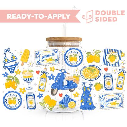 [ Double Sided ] 16oz Cup UV DTF Decal | European Summer