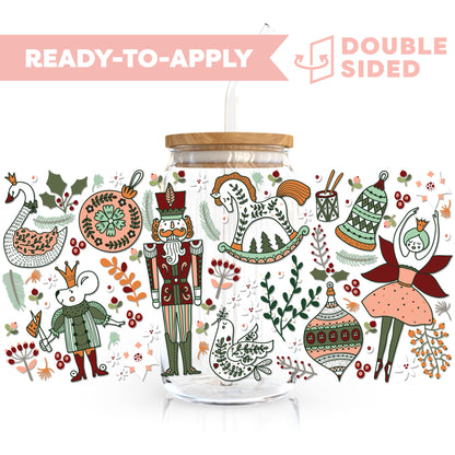 [ Double Sided ] 16oz Cup UV DTF Decal | Nordic Nutcracker