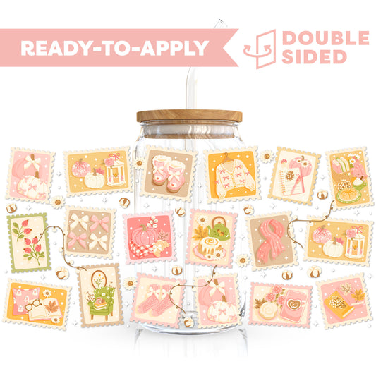 [ Double Sided ] 16oz Cup UV DTF Decal | Cozy Fall Stamp