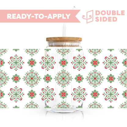 [ Double Sided ] 16oz Cup UV DTF Decal | Holiday Tiles