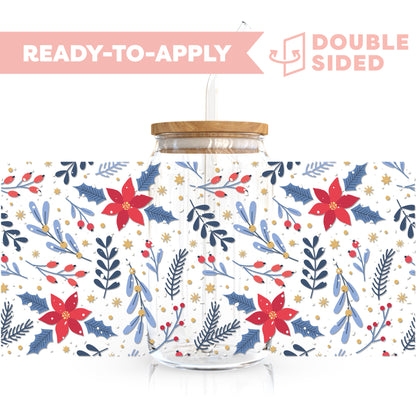 [ Double Sided ] 16oz Cup UV DTF Decal | Snowy Botanical Winter