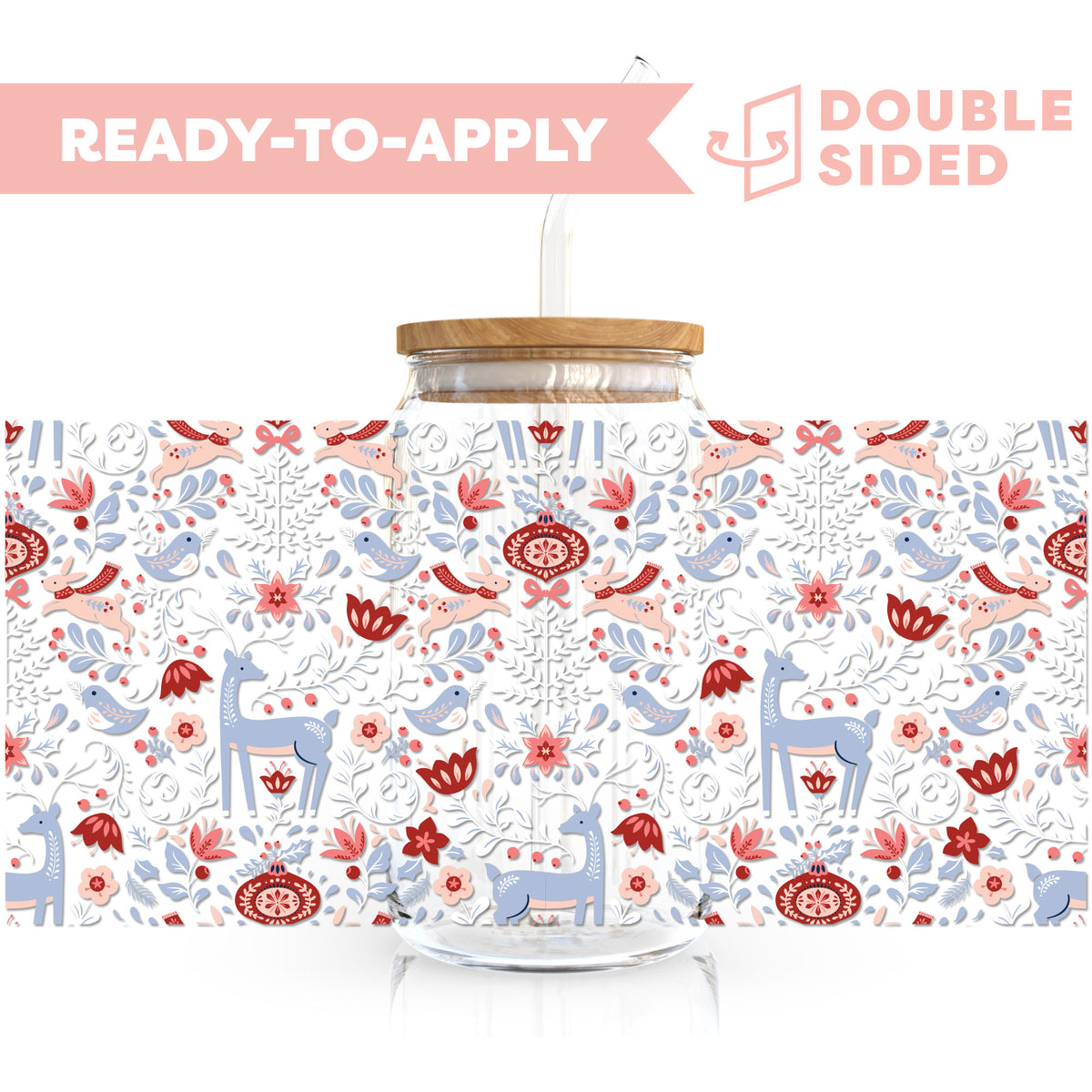 [ Double Sided ] 16oz Cup UV DTF Decal | Winter Forest Friends