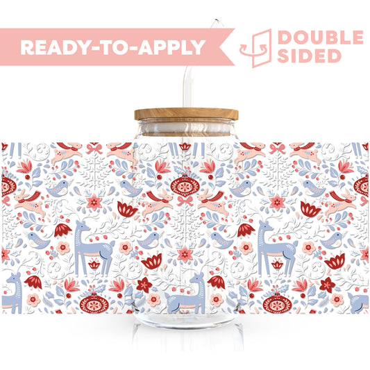 [ Double Sided ] 16oz Cup UV DTF Decal | Winter Forest Friends