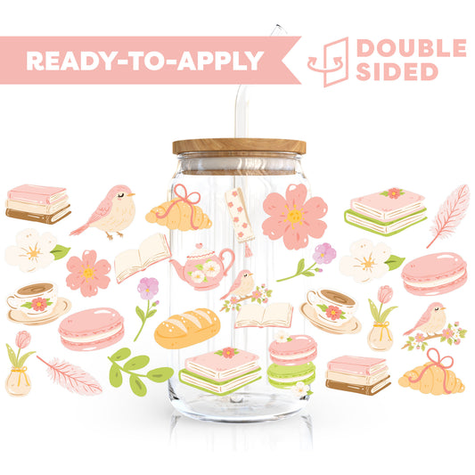 [ Double Sided ] 16oz Cup UV DTF Decal | Afternoon Tea Garden