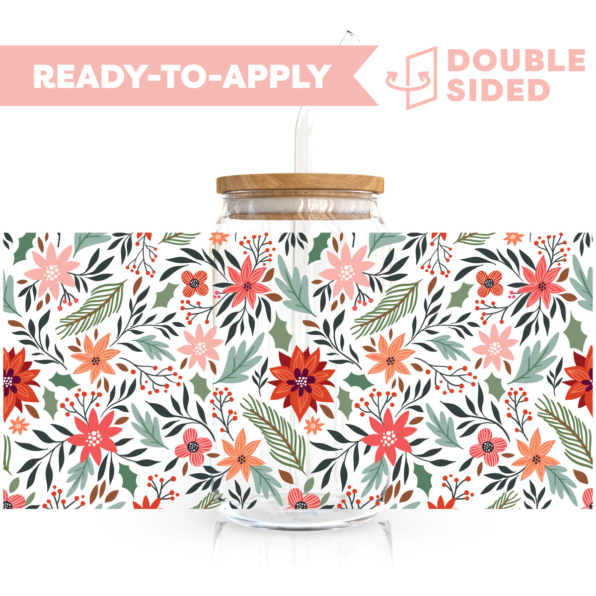 [ Double Sided ] 16oz Cup UV DTF Decal | Winter Garden