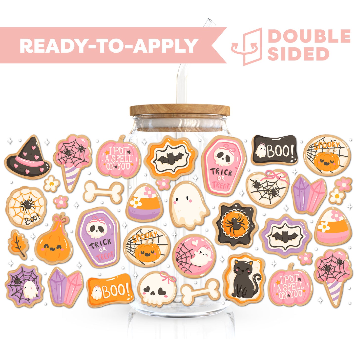 [ Double Sided ] 16oz Cup UV DTF Decal | Halloween Cookie