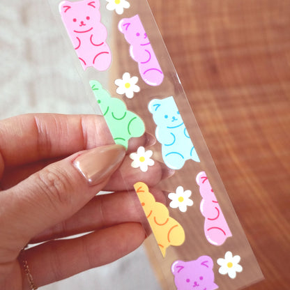 [ Double Sided ] Bookmark UV DTF Decal | Colorful Gummy Bear