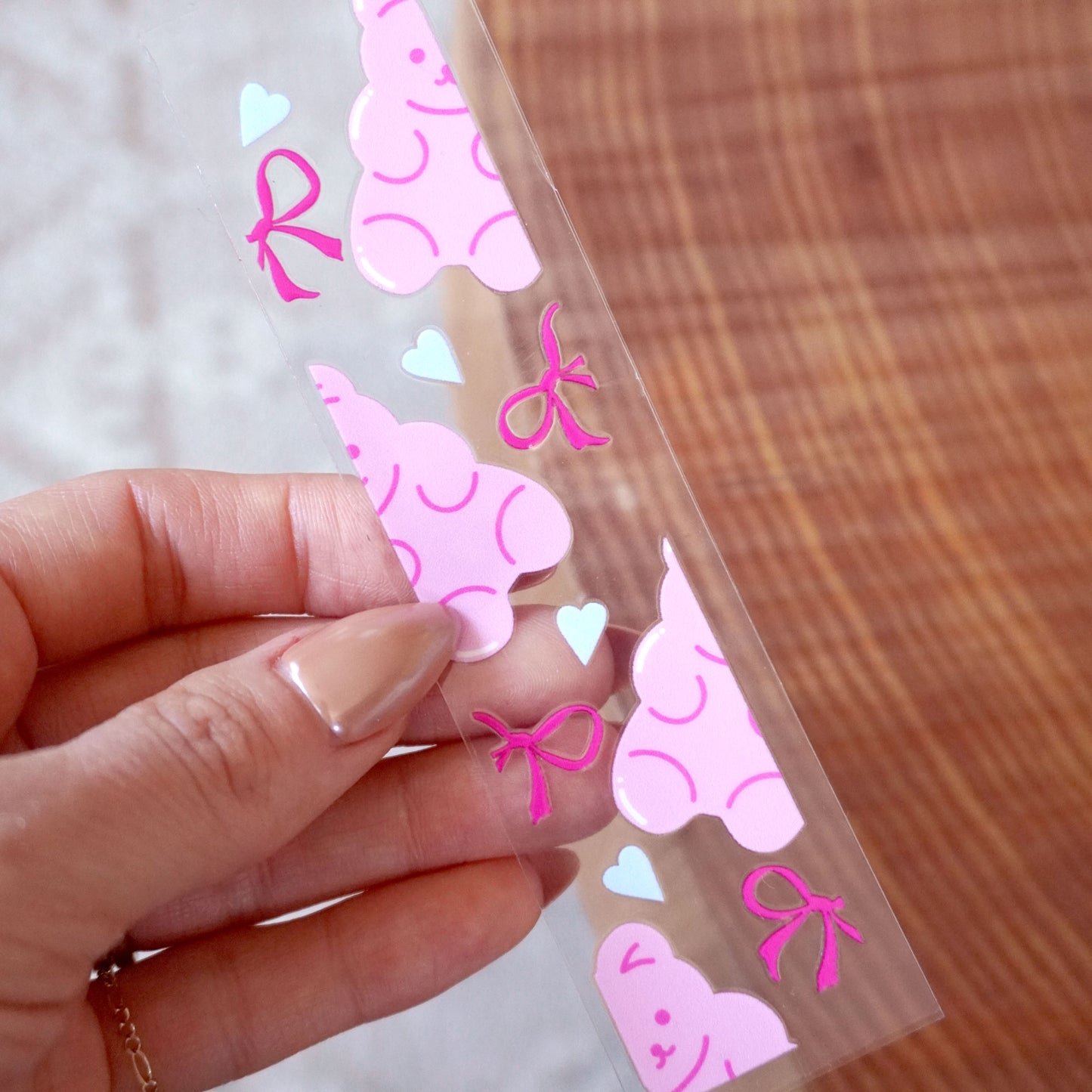 [ Double Sided ] Bookmark UV DTF Decal | Pink Gummy Bear