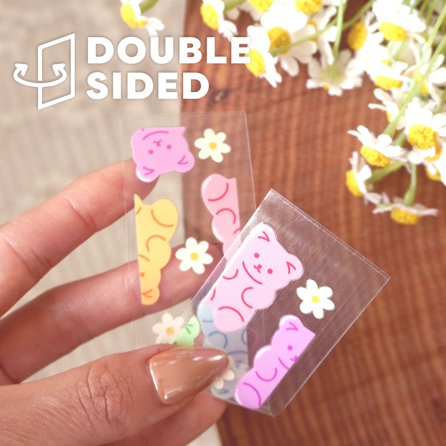 [ Double Sided ] Bookmark UV DTF Decal | Colorful Gummy Bear