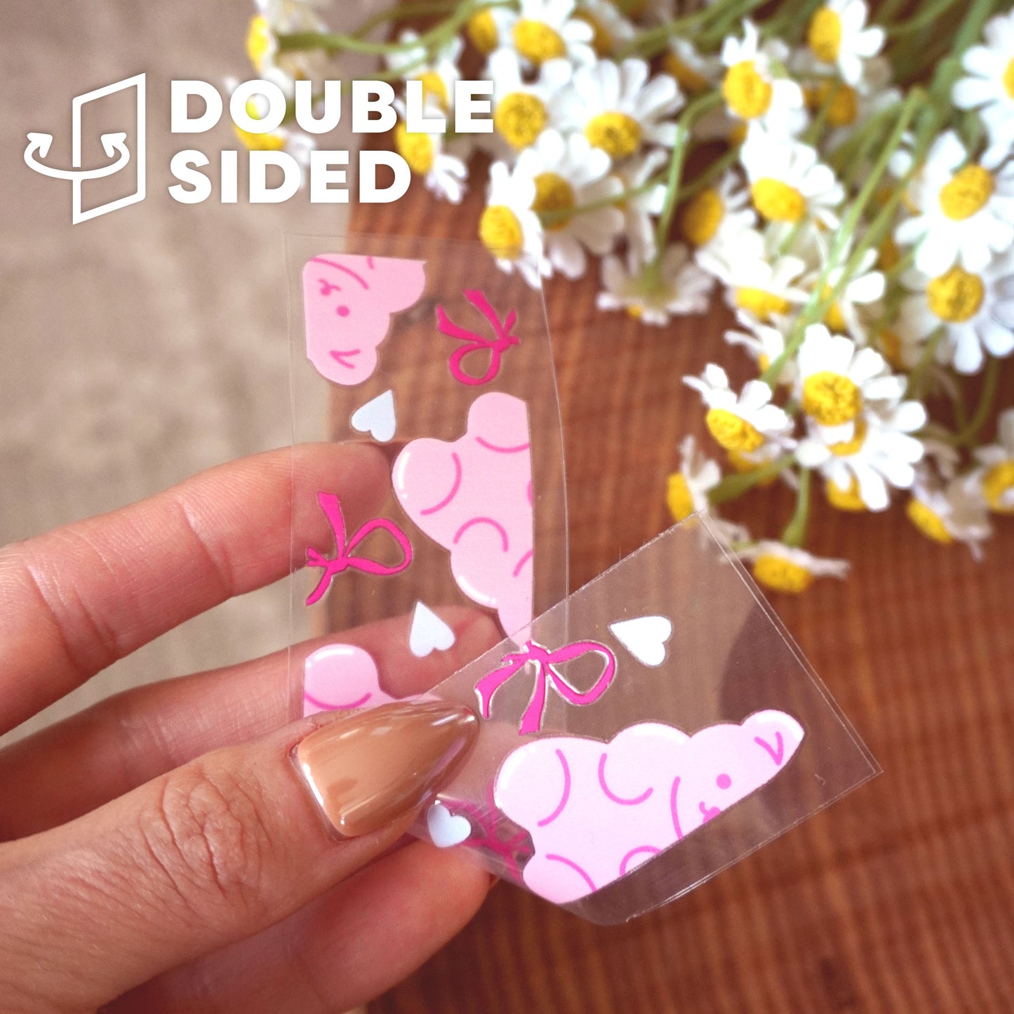 [ Double Sided ] Bookmark UV DTF Decal | Pink Gummy Bear