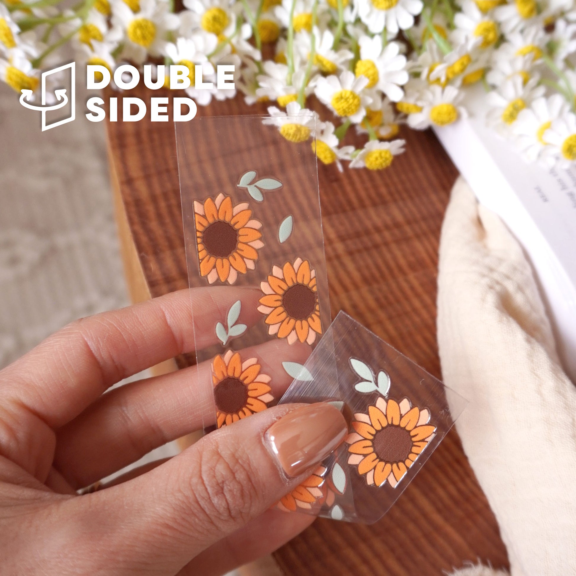 [ Double Sided ] Bookmark UV DTF Decal | Simple Sunflower