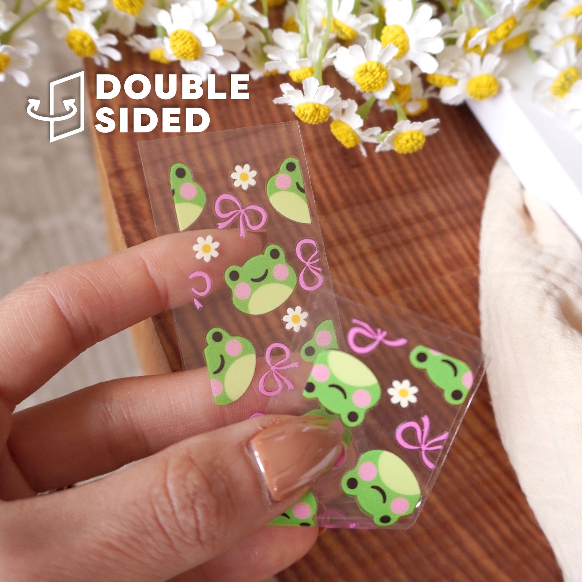 [ Double Sided ] Bookmark UV DTF Decal | Froggy Coquette Bow