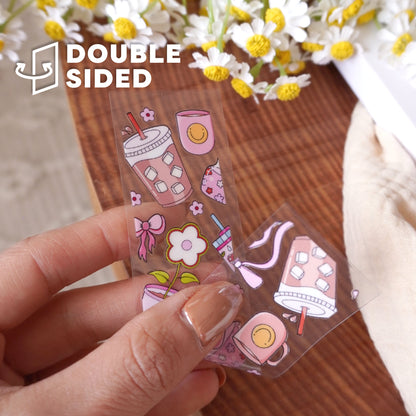 [ Double Sided ] Bookmark UV DTF Decal | Girly Coffee