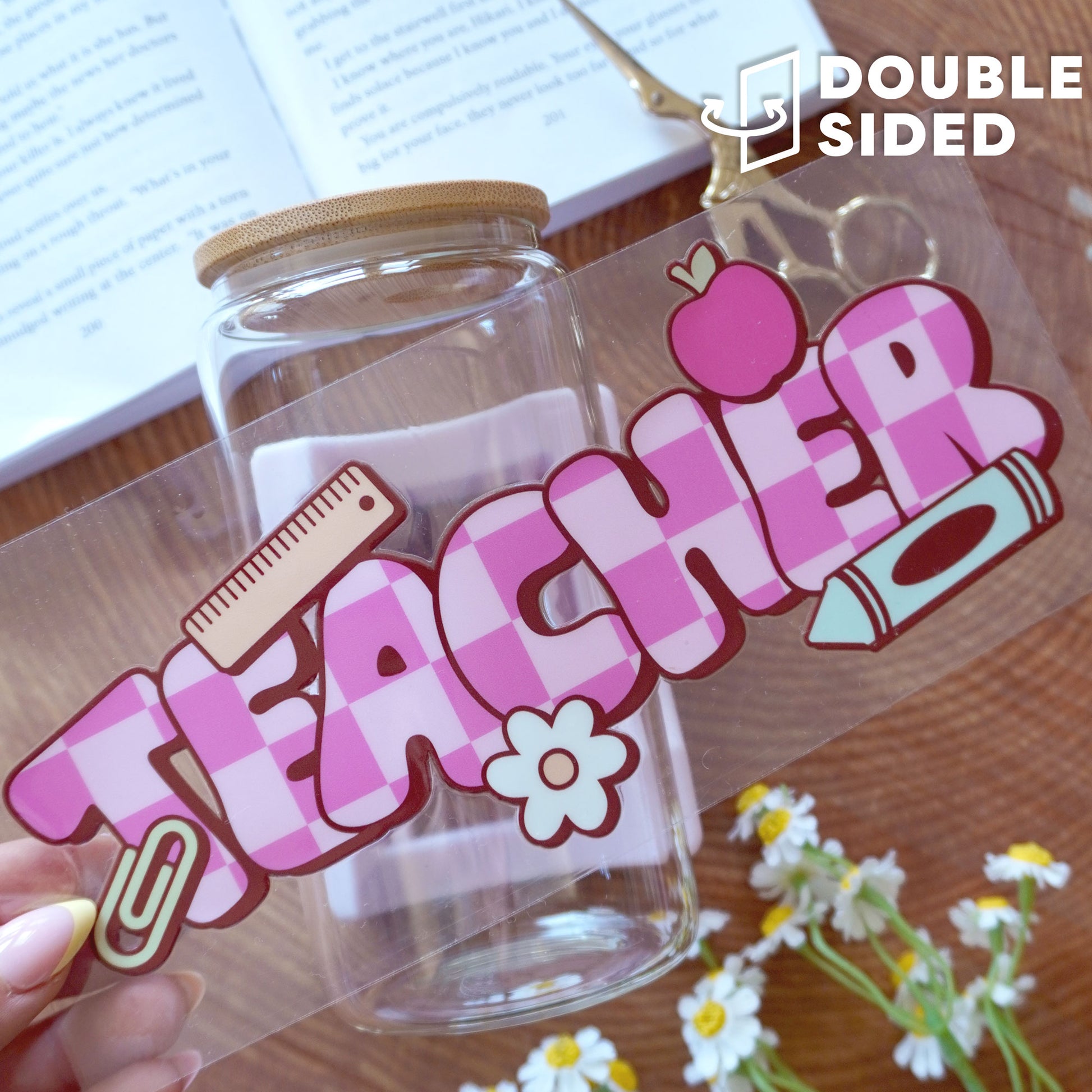 [ Double Sided ] UV DTF Transfer | Retro Teacher