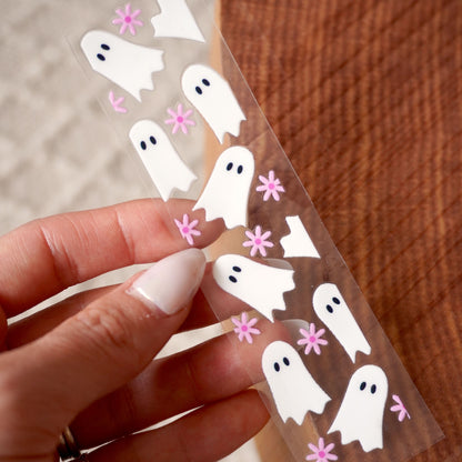 [ Double Sided ] Bookmark UV DTF Decal | Floral Ghost