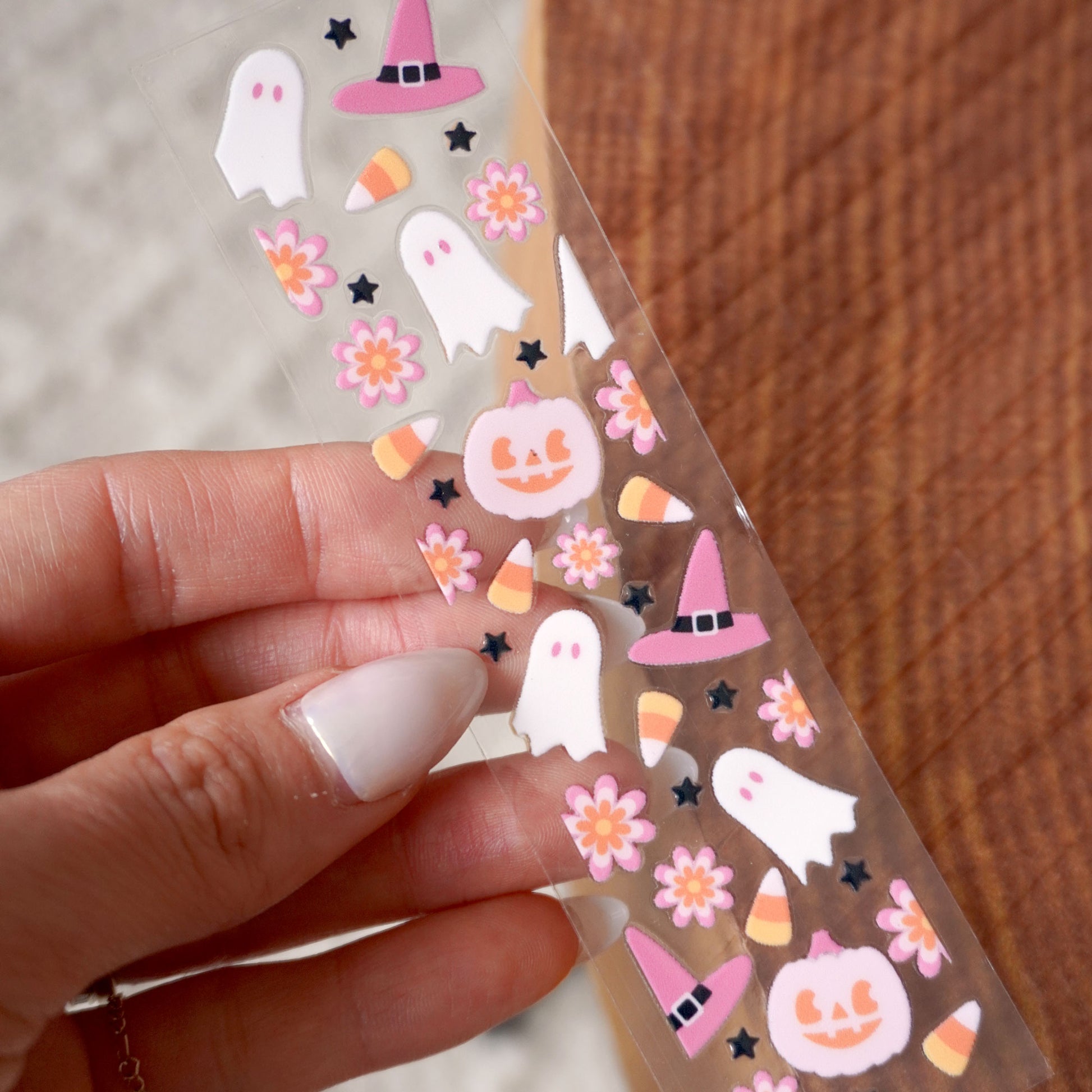 [ Double Sided ] Bookmark UV DTF Decal | Candycorn Ghost