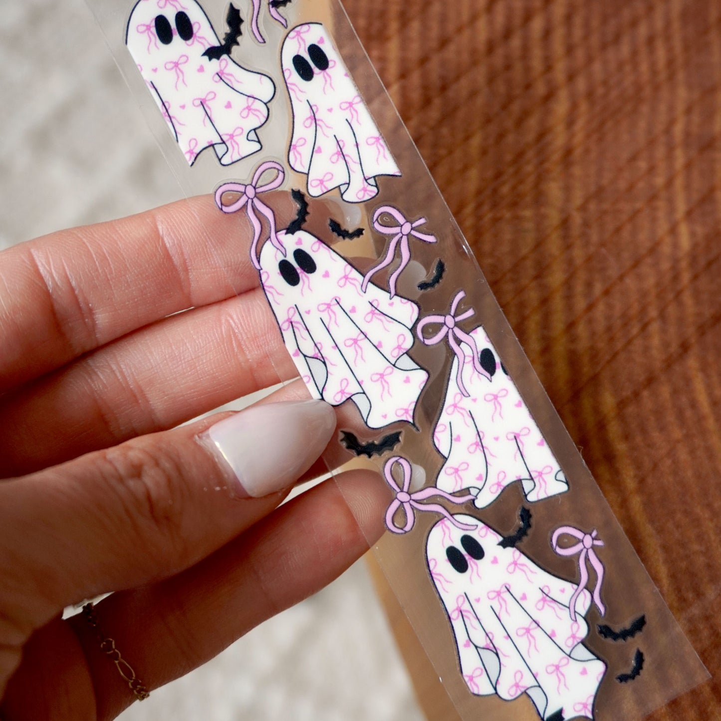 [ Double Sided ] Bookmark UV DTF Decal | Girly Bow Ghost