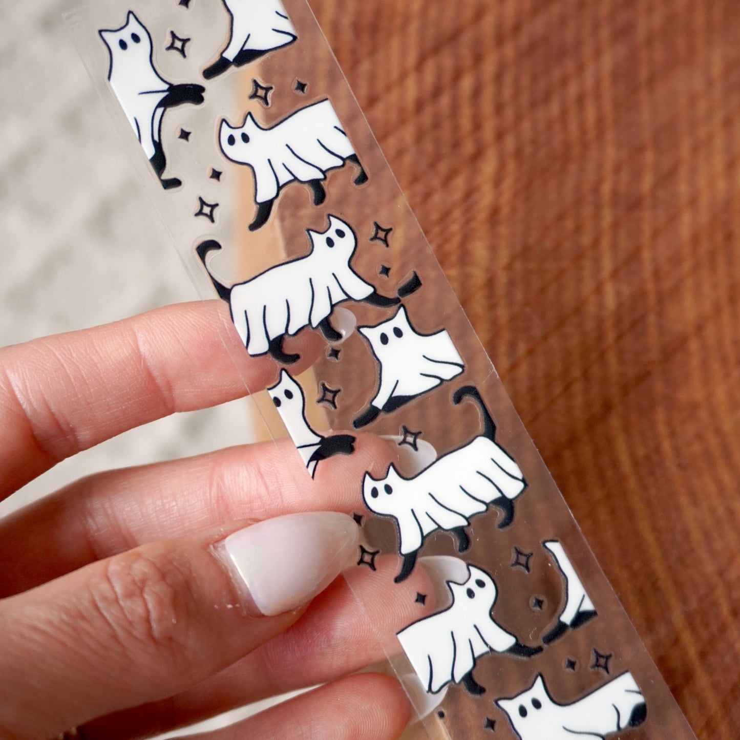 [ Double Sided ] Bookmark UV DTF Decal | Cat Ghost