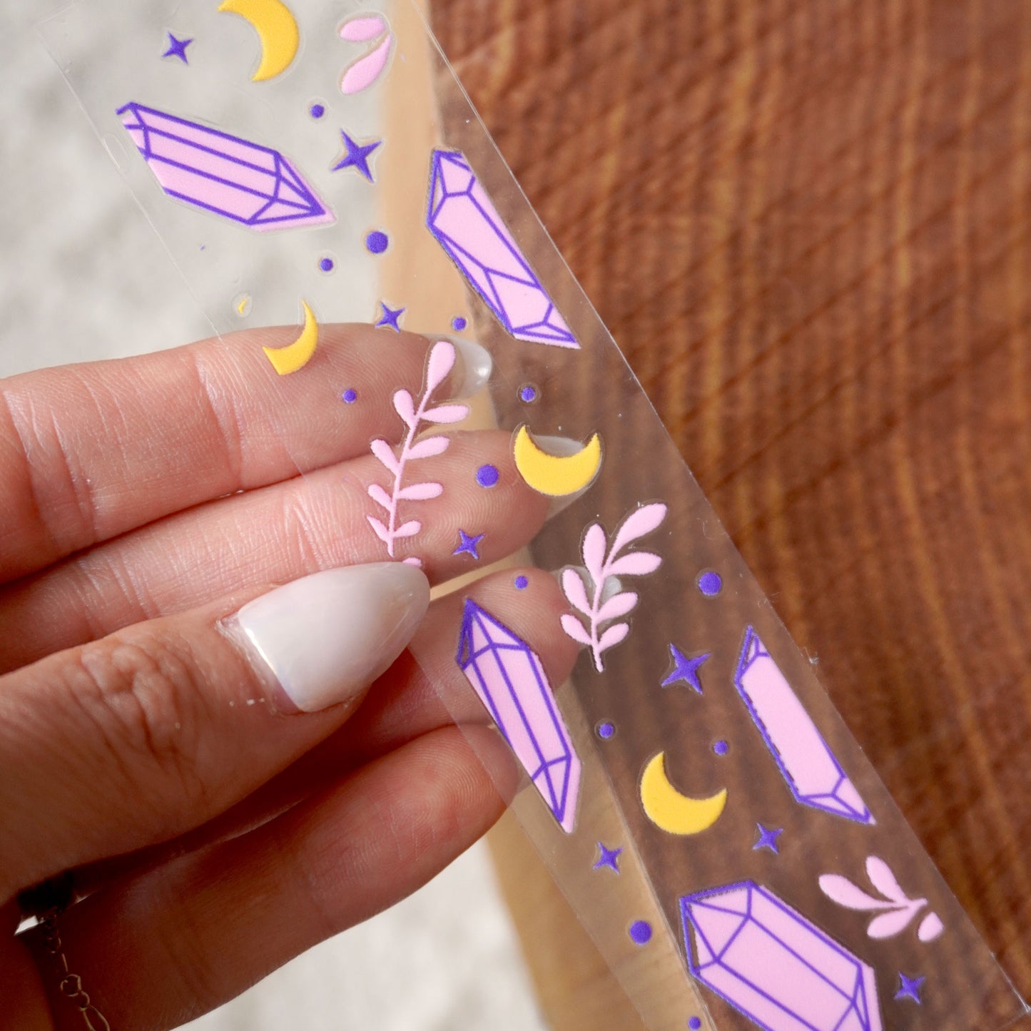 [ Double Sided ] Bookmark UV DTF Decal | Crystal Stone