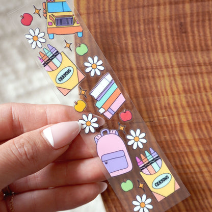 [ Double Sided ] Bookmark UV DTF Decal | Cute School