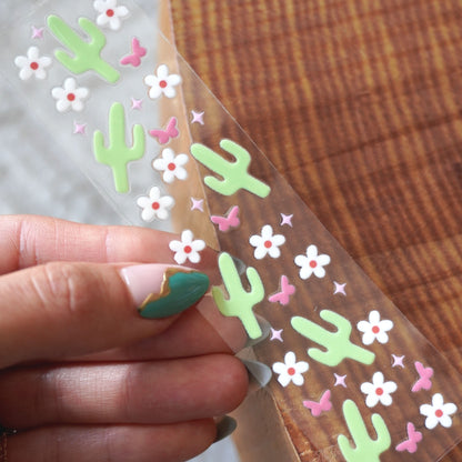 [ Double Sided ] Bookmark UV DTF Decal | Floral Cactus