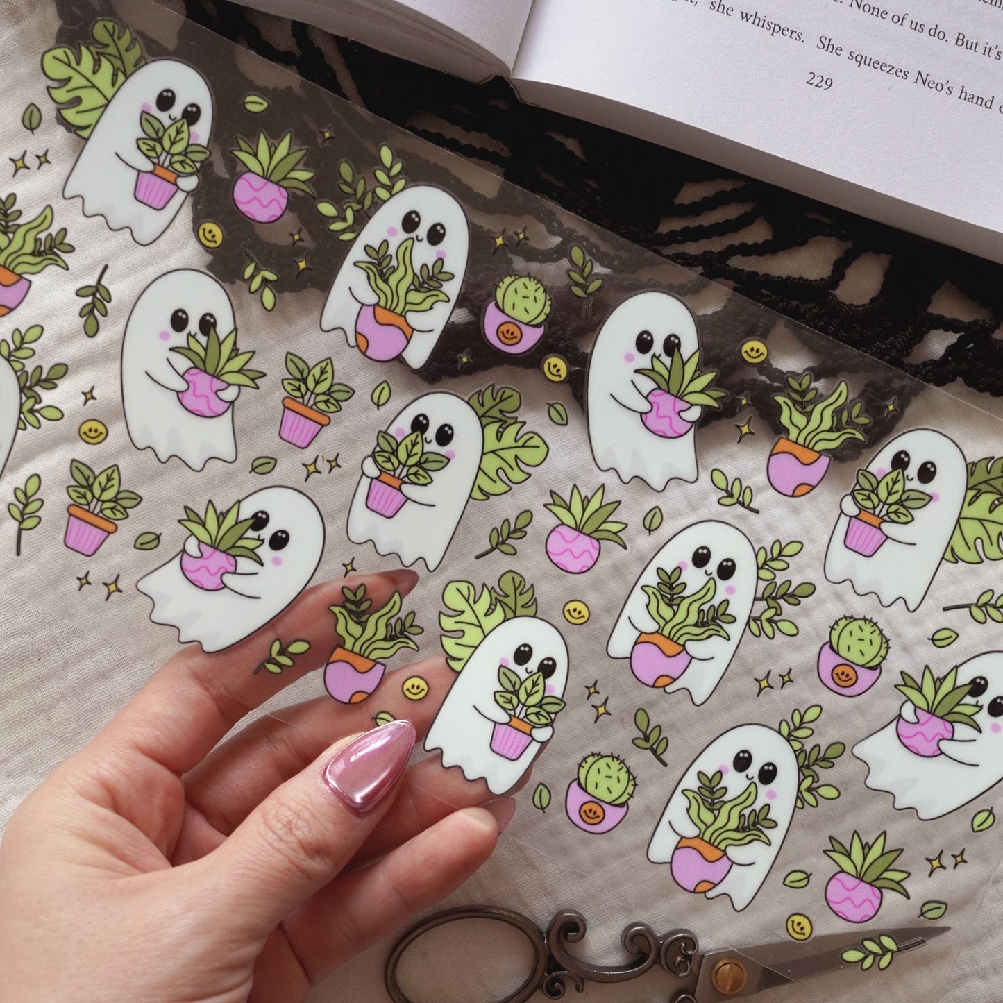 [ Double Sided ] 16oz Cup UV DTF Decal | House Plant Ghost