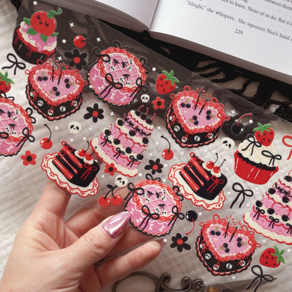 [ Double Sided ] 16oz Cup UV DTF Decal | Spooky Heart Cake