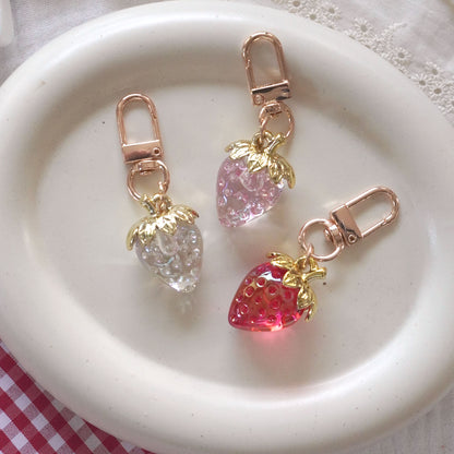 3D Strawberry Charm Keychain