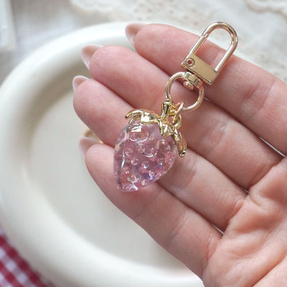 3D Strawberry Charm Keychain