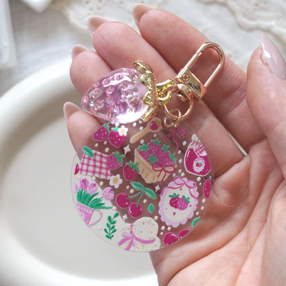 3D Strawberry Charm Keychain