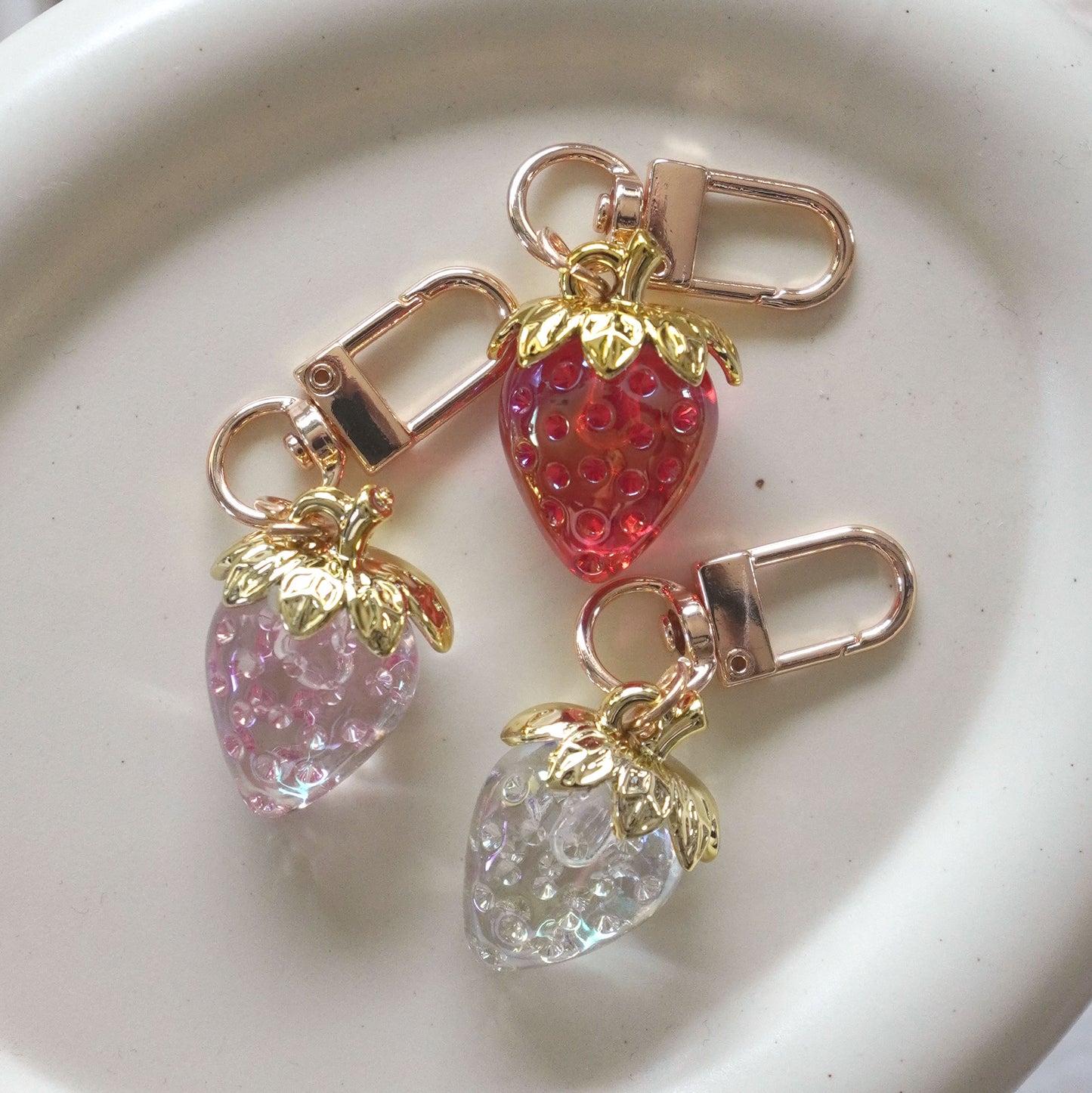 3D Strawberry Charm Keychain