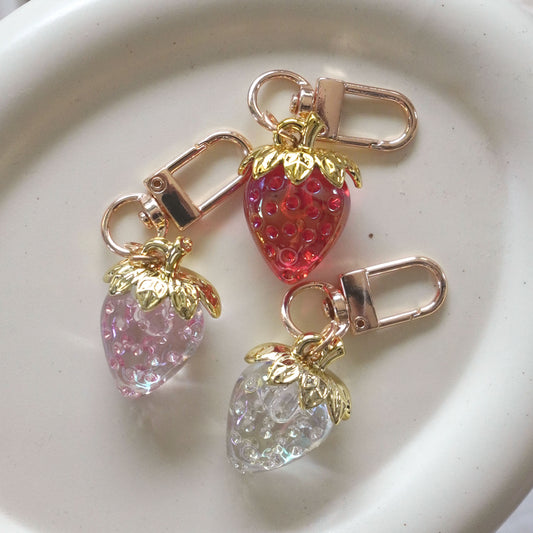 3D Strawberry Charm Keychain