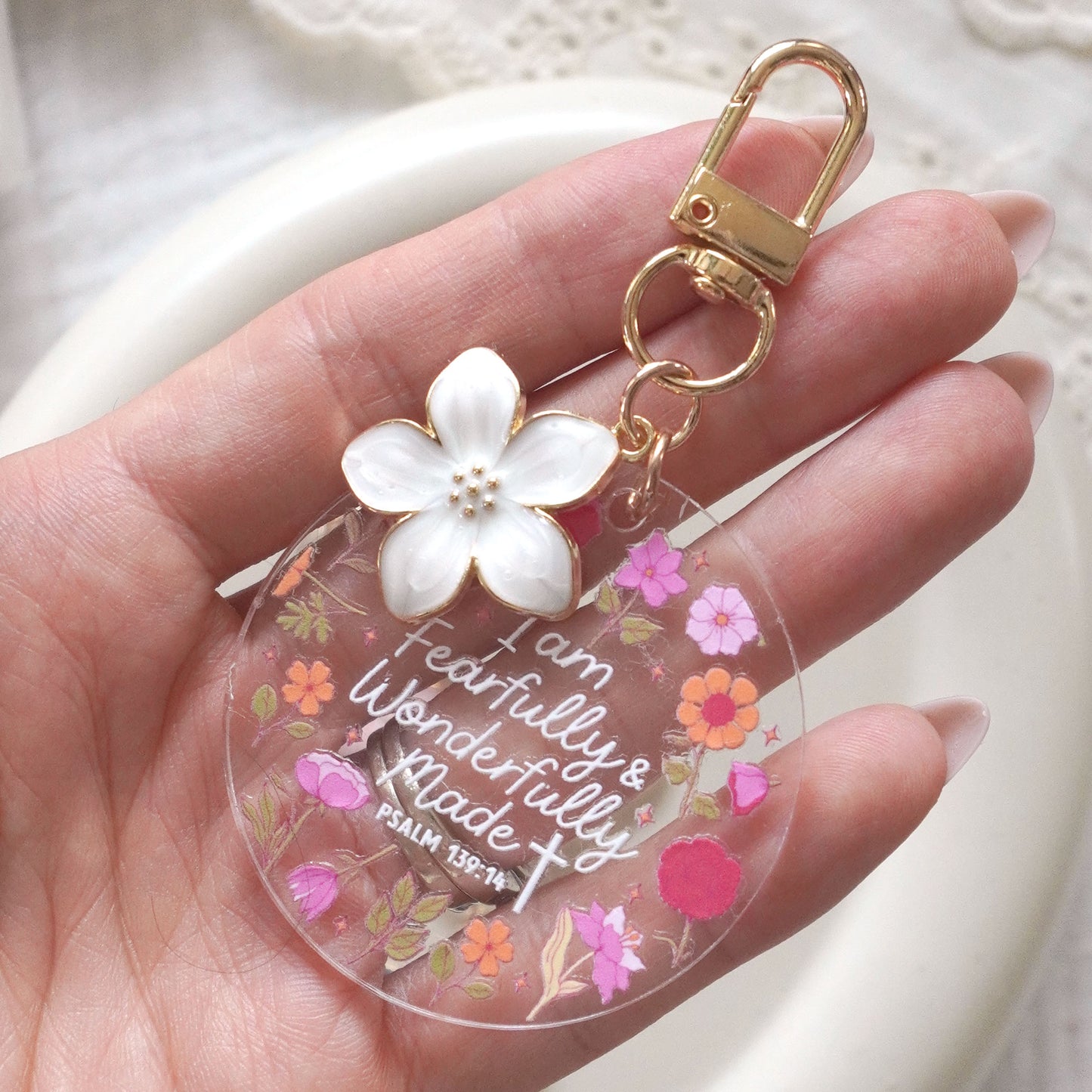 3D Enamel Flower Charm Keychain