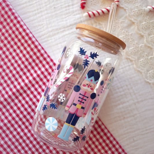 Pre-Assembled 16oz Glass Cup | Classic Nutcracker
