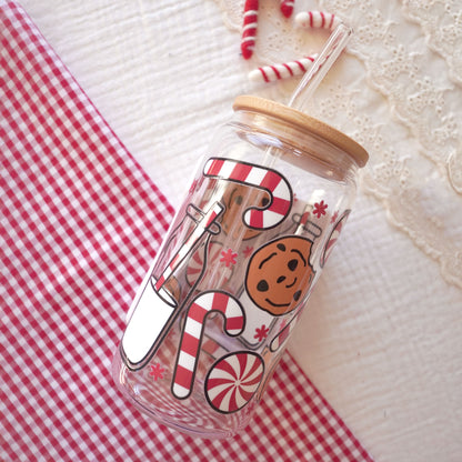 Pre-Assembled 16oz Glass Cup | Cookie And Milk