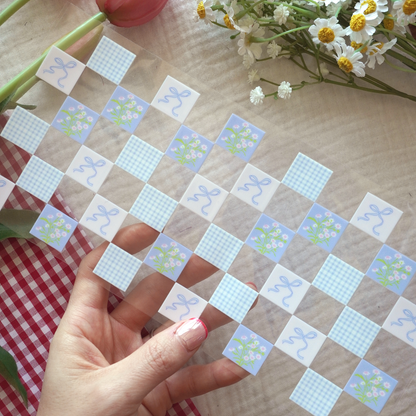 [ Double Sided ] 16oz Cup UV DTF Decal | Everblooming Coquette Blue