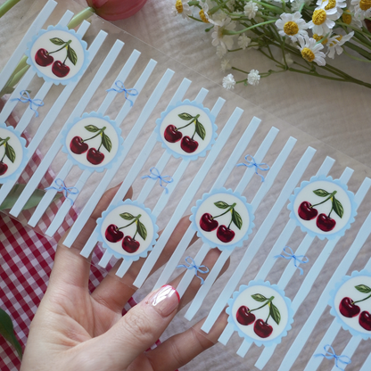 [ Double Sided ] 16oz Cup UV DTF Decal | Whimsical Cherry Stamp