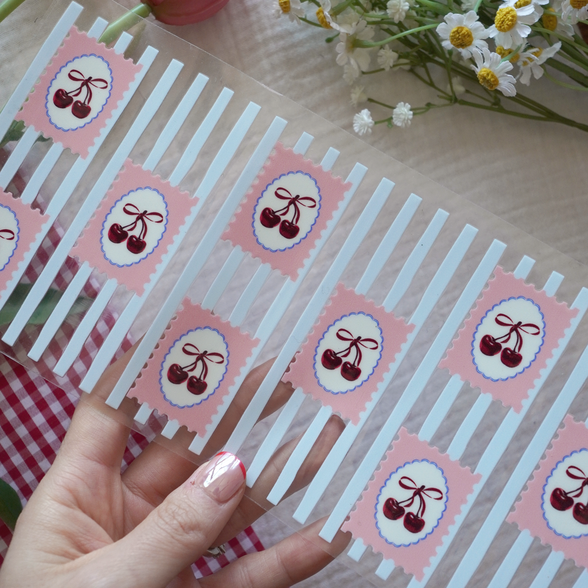 [ Double Sided ] 16oz Cup UV DTF Decal | Vintage Cherry Stamp