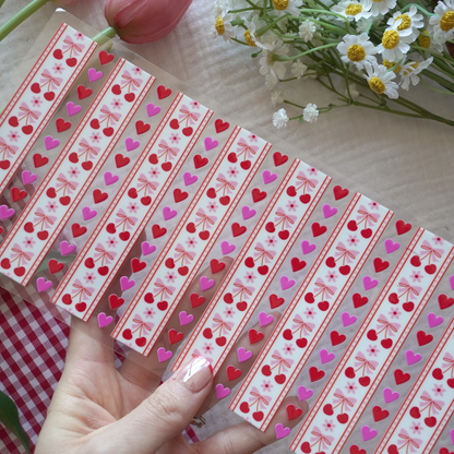 [ Double Sided ] 16oz Cup UV DTF Decal | Cherry Washi Tape