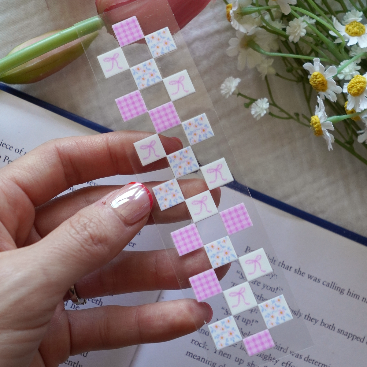 [ Double Sided ] Bookmark UV DTF Decal | Everblooming Coquette Pink