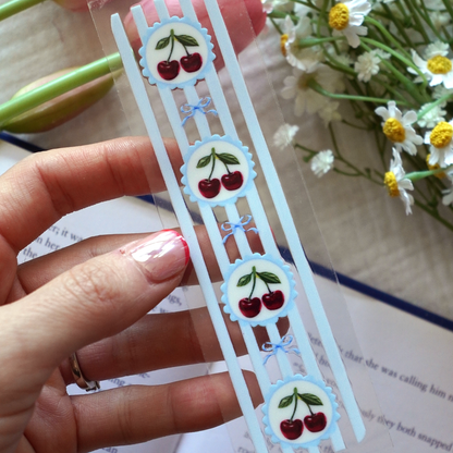 [ Double Sided ] Bookmark UV DTF Decal | Whimsical Cherry Stamp