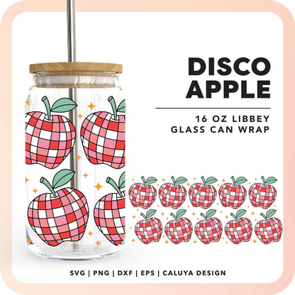 [ Digital File ] 16oz Libbey Can Wrap SVG | Disco Apple SVG