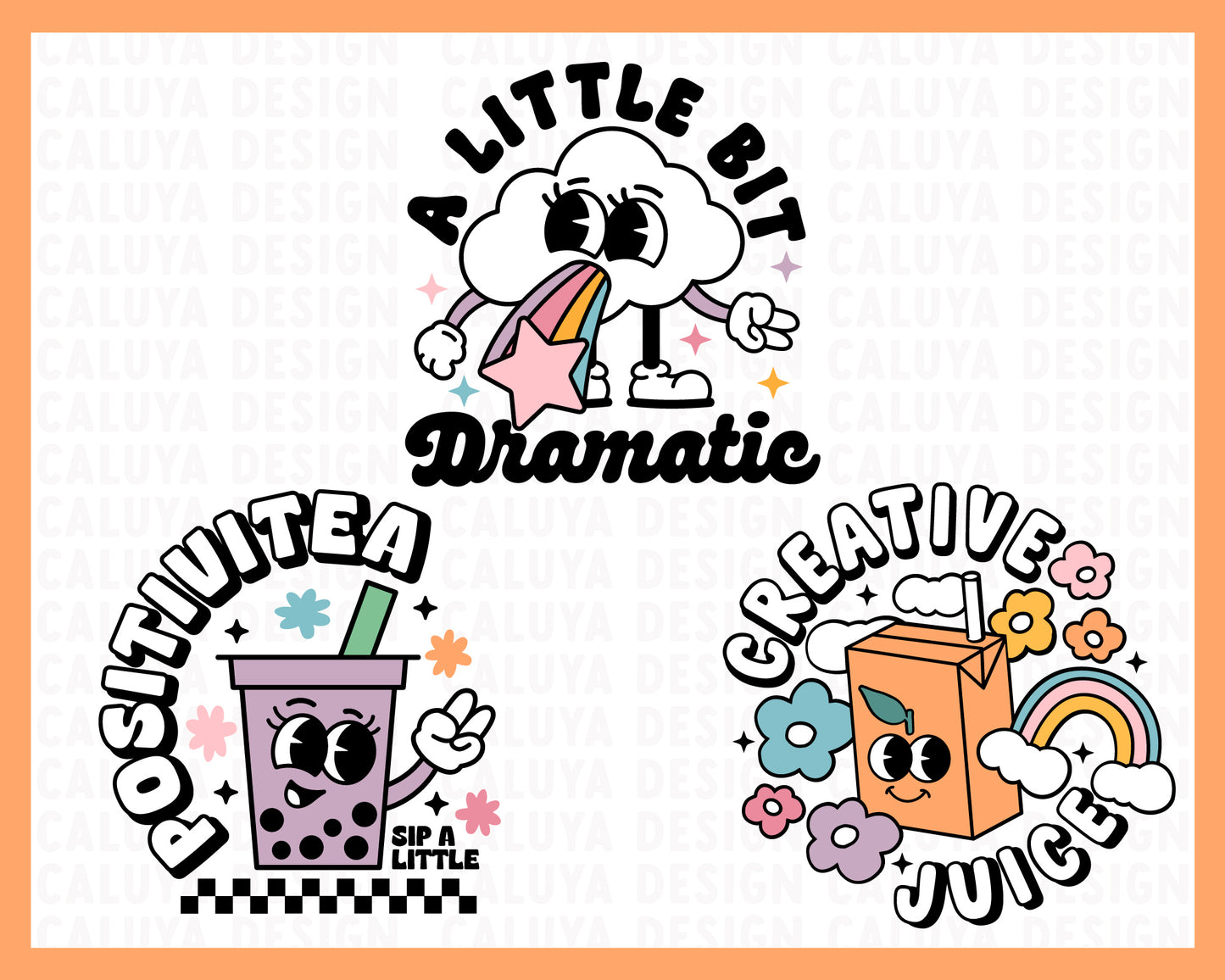 Retro Character Bundle | 6 pack | Decal, Sticker Making