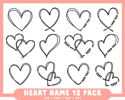 Heart Name Add-on SVG Bundle | 12 PACK