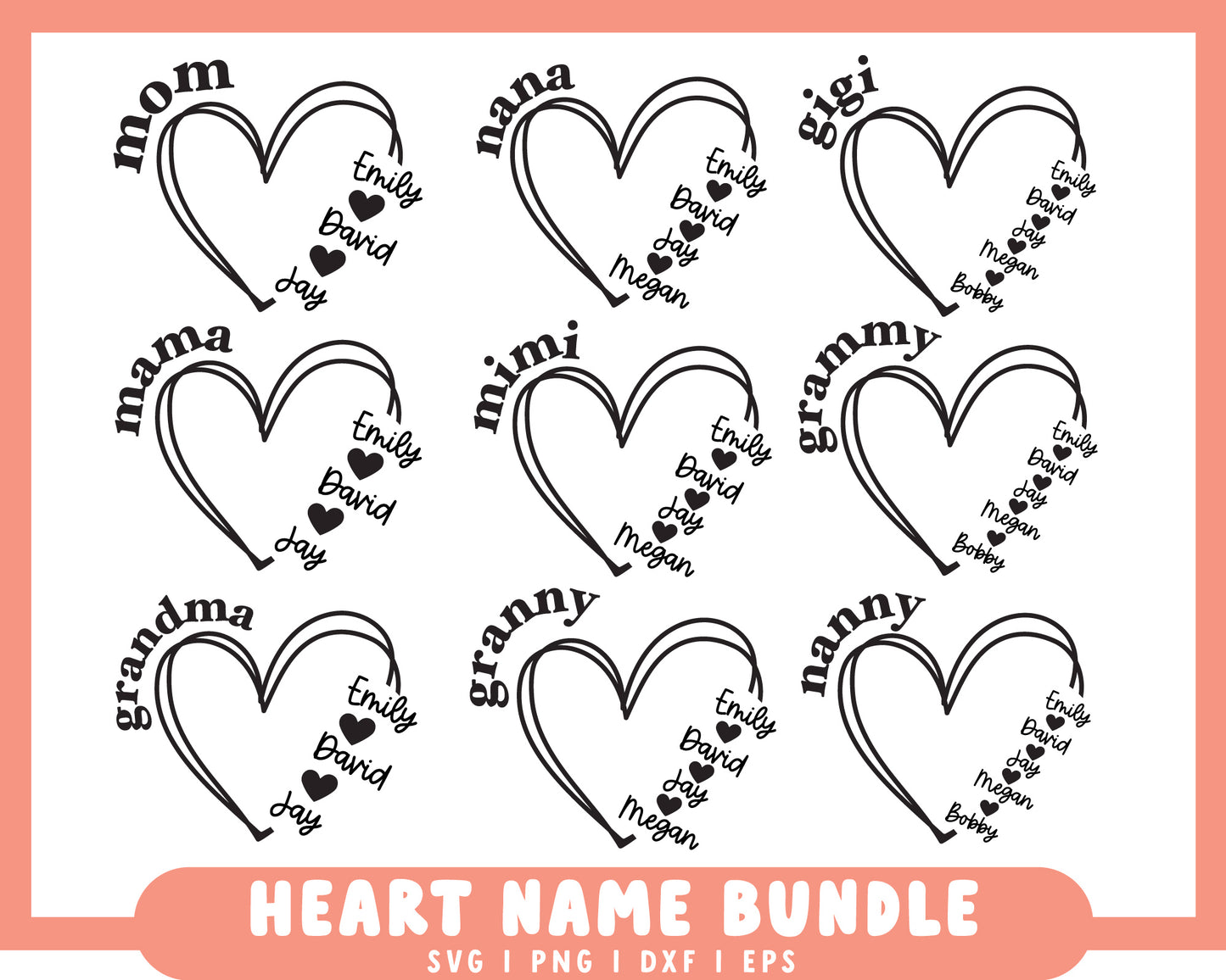 Heart Name Granny & Mom Gift Making Bundle