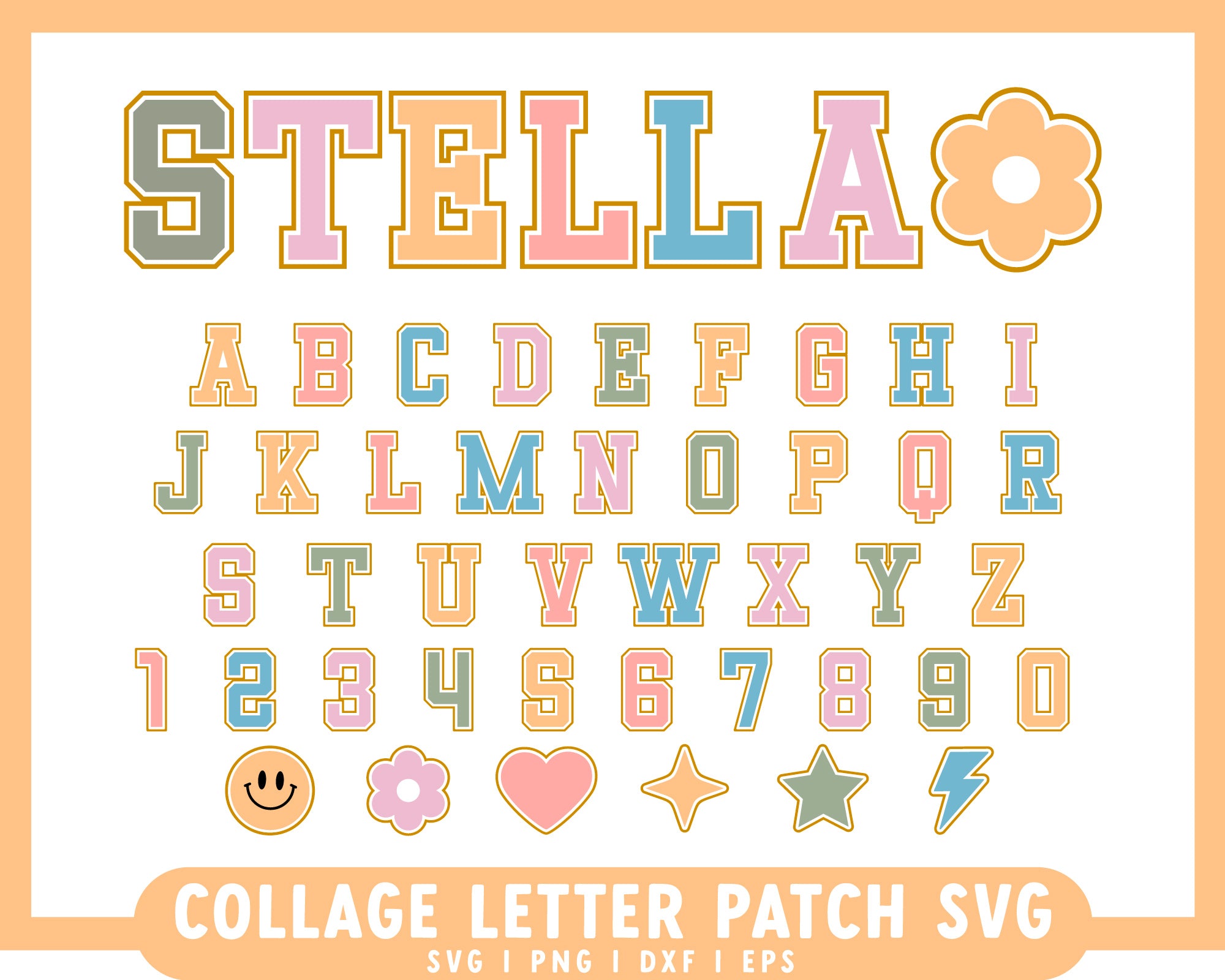 Collage Letter Patch SVG | A-Z 0-9 and Symbols – Caluya Design