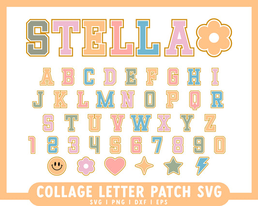 Collage Letter Patch SVG | A-Z 0-9 and Symbols
