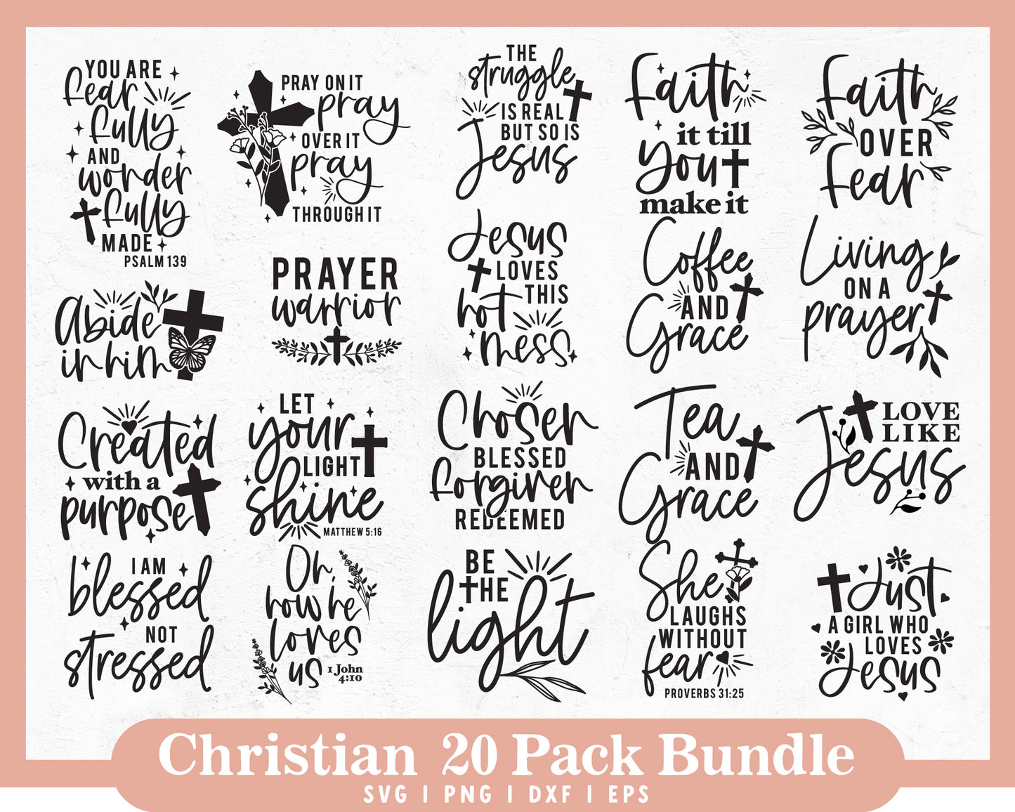 Christian 20 Pack SVG Bundle | Bible Quote Bundle