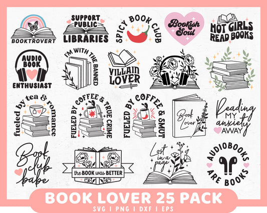 Book Lover SVG Bundle | 25 Pack
